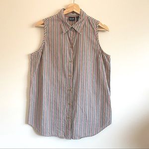 Vintage Gap Striped Sleeveless Button Up Top Red Green Blue M